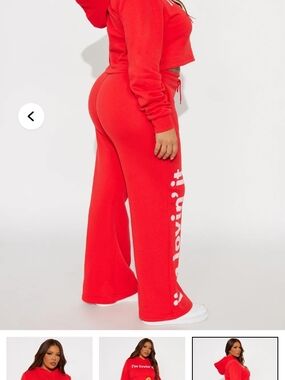 Red Graphic Wide-Leg Sweatpants